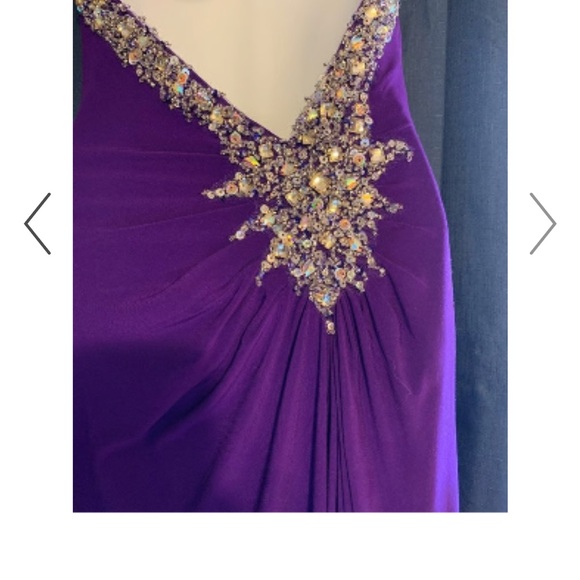 Night Moves One Shoulder Purple Dress with Gold Accents - Picture 6 of 6